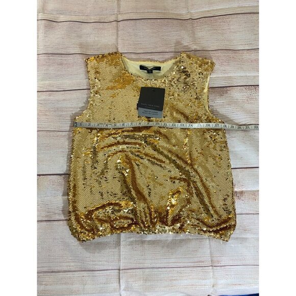 NWT Marc New York Women's Gold Sequin Sleeveless Blouse Top - Small - Picture 8 of 11